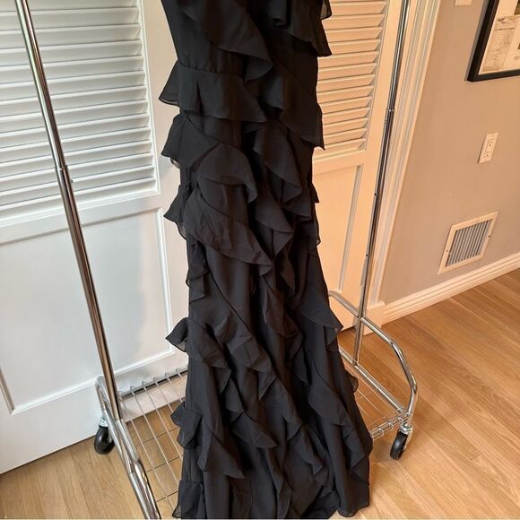 Black Ruffle Formal Gown Prom Dress - Picture 8 of 14